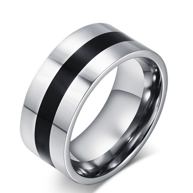 Black Stripes Steel Ring Men Ring Stainless Steel Ring