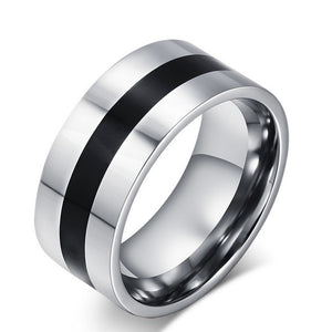 Black Stripes Steel Ring Men Ring Stainless Steel Ring